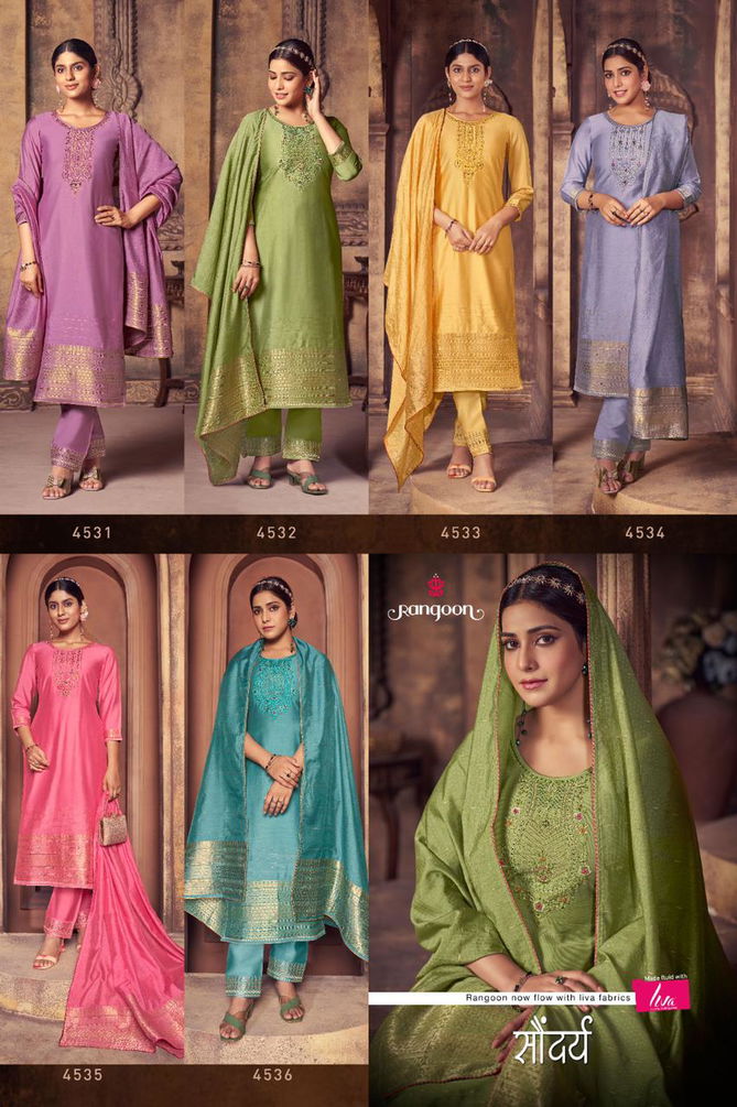 Rangoon Soundrya Embroidery Readymade Suits Catalog
